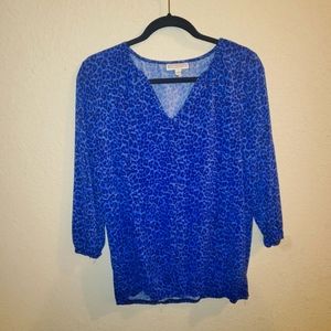 Dana Buchman Shirt Blue Leopard Print (M)